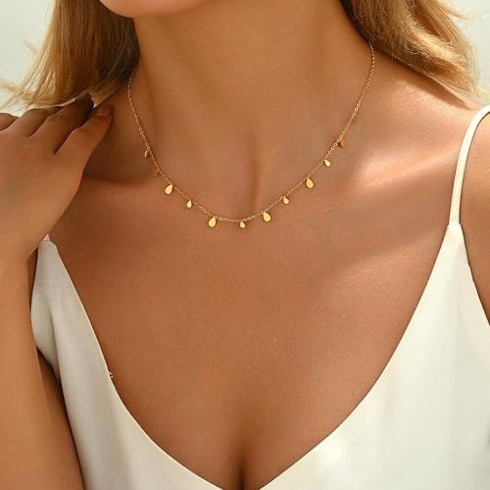 Neiman Marcus 18K Gold Plated Teardrop Chain Necklace